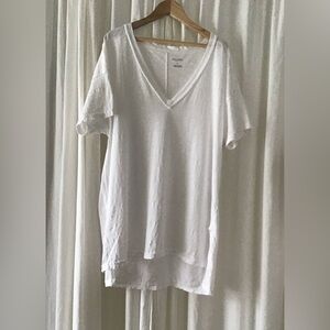 Anthropologie Pilcro Jordyn Cotton-Slub Oversized Jersey Tee Bright White Size S